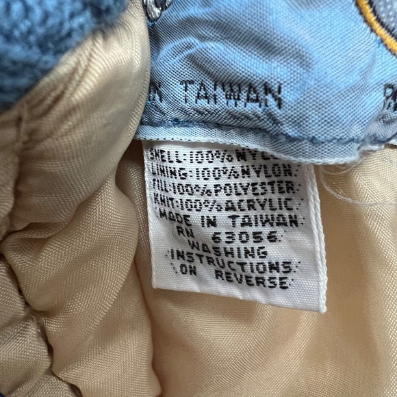 Vintage High Impact Puffer Vest w 1/2 Liner Blue & Tan Size M Mens Hood Snaps - Picture 8 of 8